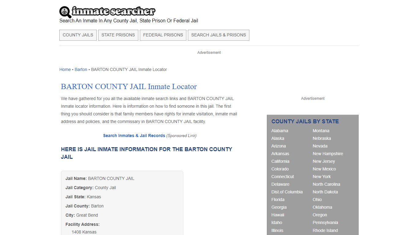 BARTON COUNTY JAIL Inmate Locator - Inmate Searcher